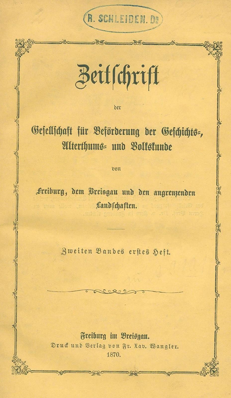 Schriften der Gesellschaft für Beförderung der Geschichtskunde zu Freiburg im Br&hellip;