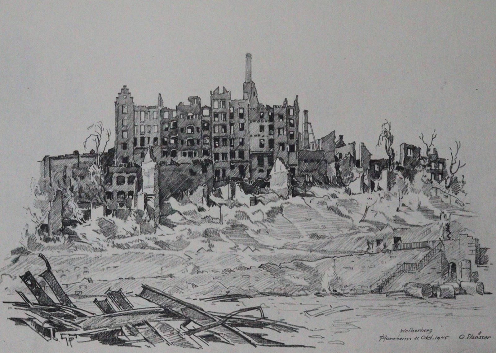 Elsässer,O. Pforzheim dopo la catastrofe del 23 febbraio 1945. Monumenti e paesa&hellip;