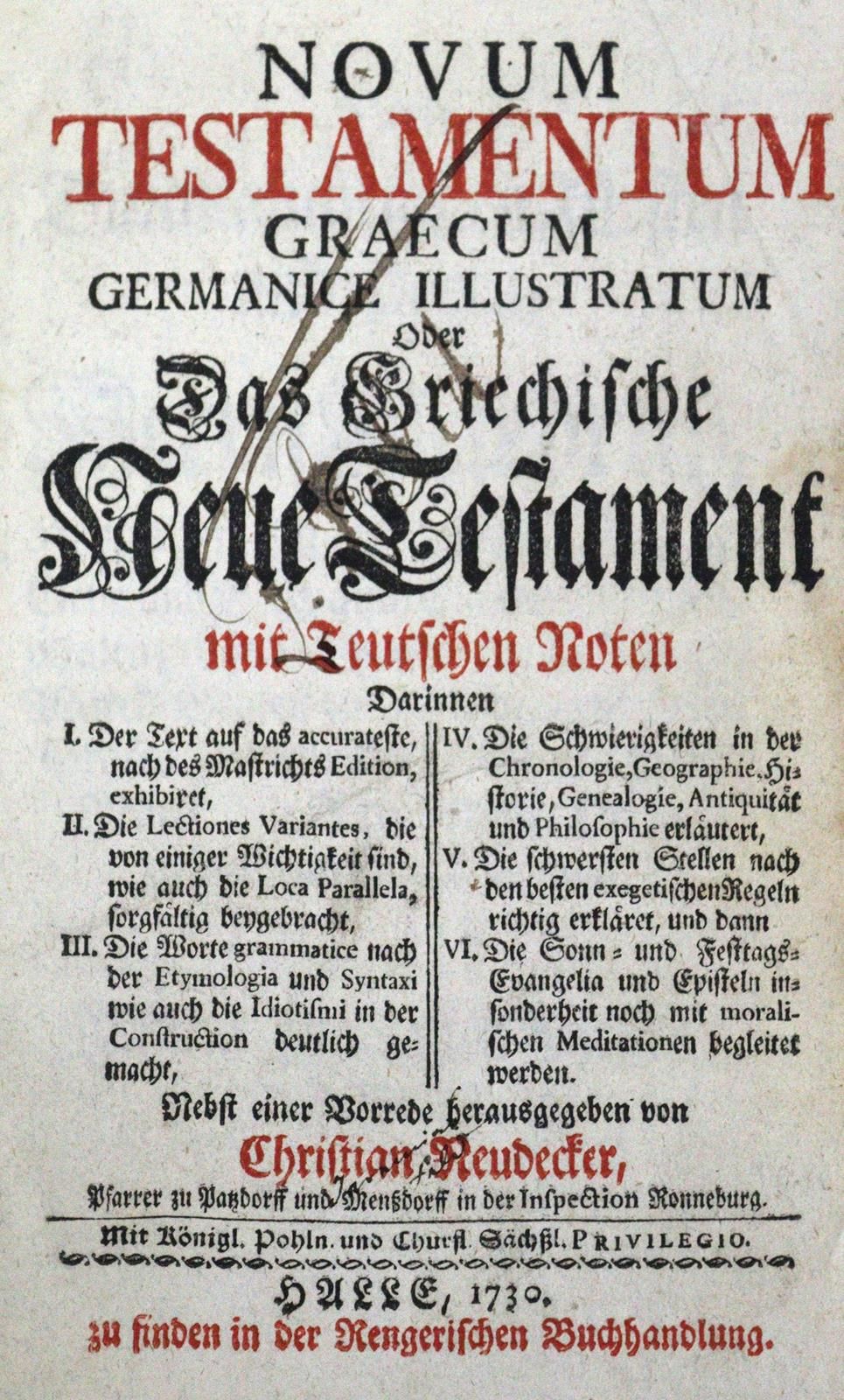 Biblia graece. Novum Testamentum graecum germanice illustratum... Ed. Da Ch. Neu&hellip;