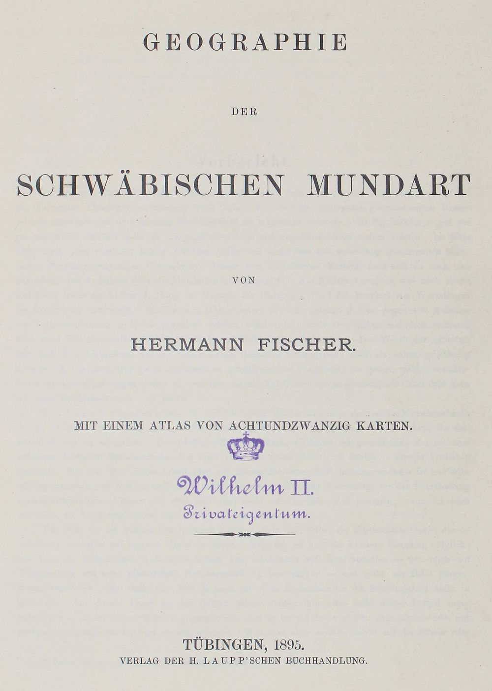 Fischer,H. 斯瓦比亚方言的地理学。文本和地图集共2卷。Tbg., Laupp 1895. 4° and qu. Fol. With 28 col. L&hellip;