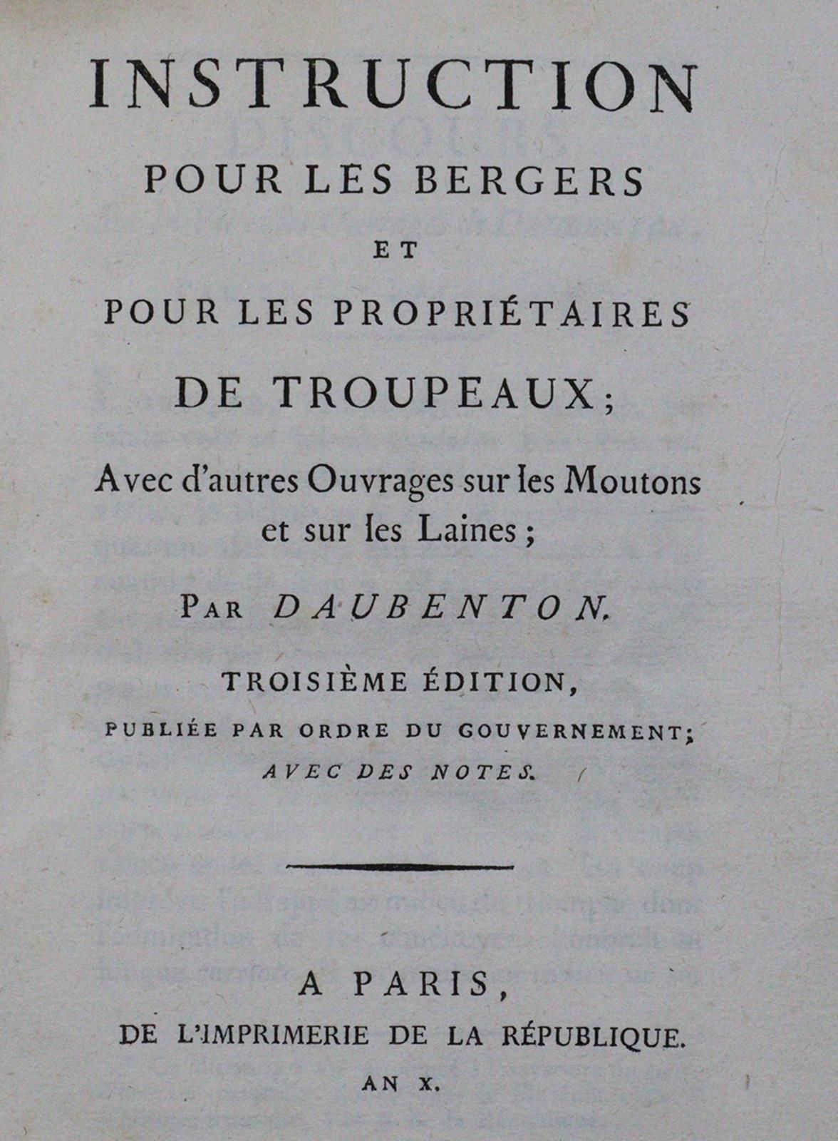 Daubenton,(J.L.M.). Istruzioni per i bergers e per i proprietari di troupeaux, c&hellip;