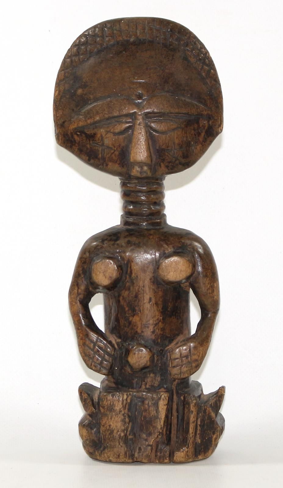 Akuaba alte Fruchtbarkeitsfigur der Ashanti, Ghana. H: 24 cm. Dunkle Alterspatin&hellip;