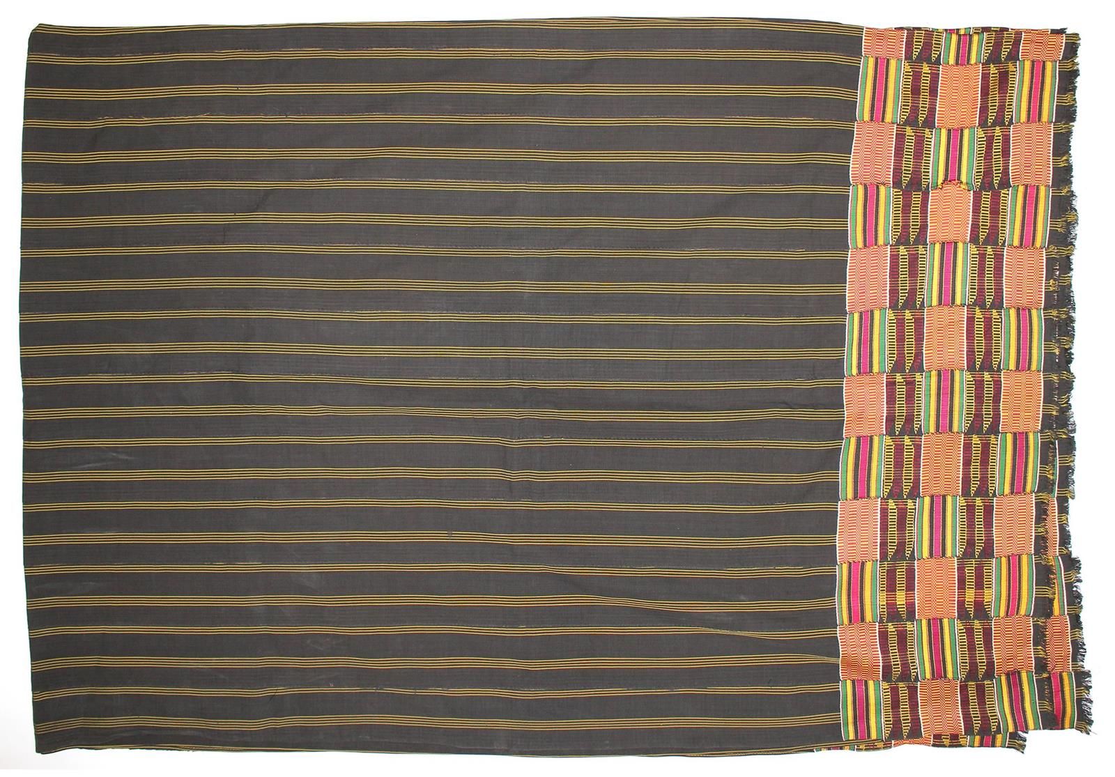 Ashanti Kente Cloth. Tuch der Ashanti, gelb u. Schwarzgrundig. 308 x 212 cm. D