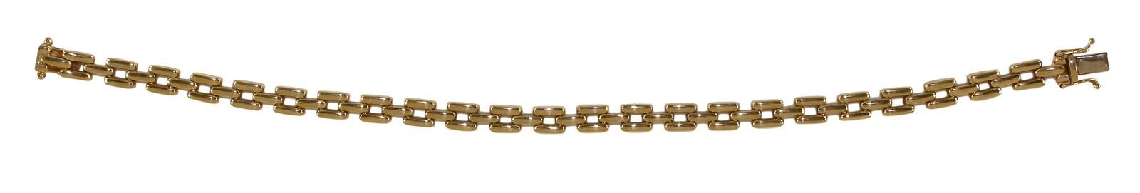 Armband 585 Gelbgold 在装饰艺术风格中。方形，灵活的元素。精致的手镯，永恒的设计。长：20.5厘米。重量为10,4克。印有钻石和585的主标&hellip;