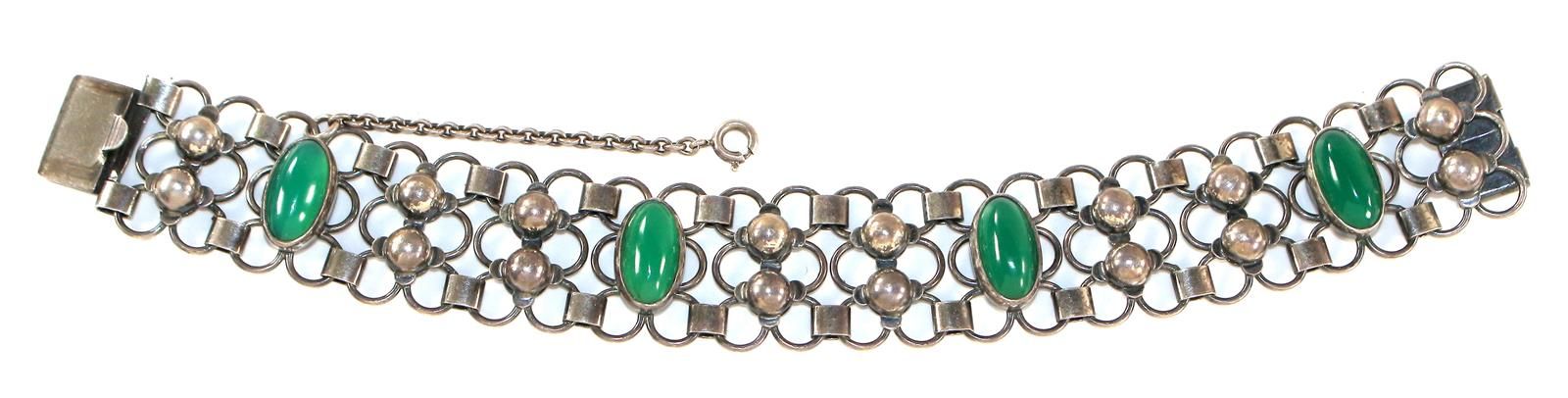 Armband 925 Silber Chrysopras. Bracelet in filigree handwork. Set with 4 chrysop&hellip;
