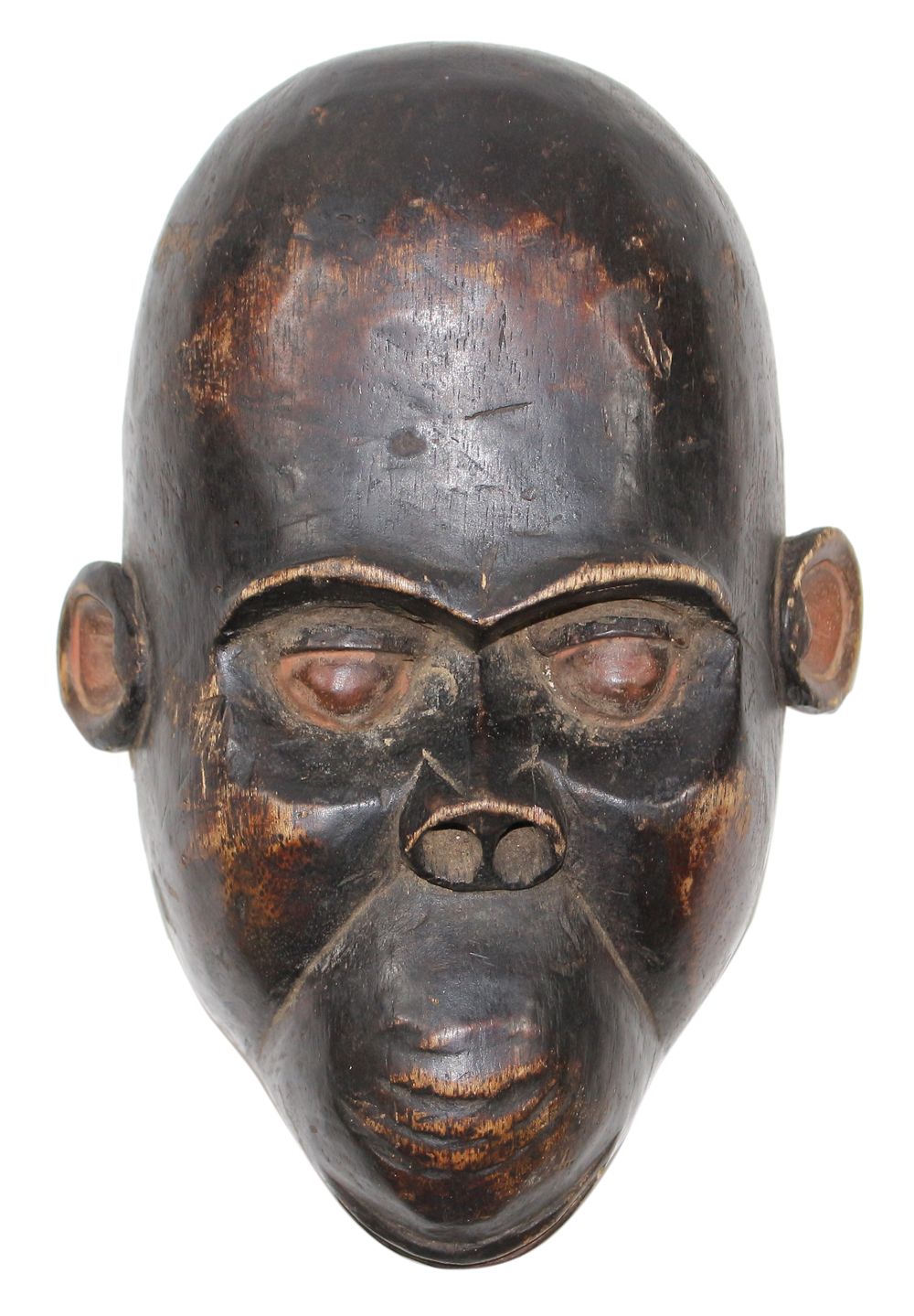 Affenmaske Kamerun Chamba. Helle Holzmaske mit schwarzer Glanpatina. Vertiefte A&hellip;
