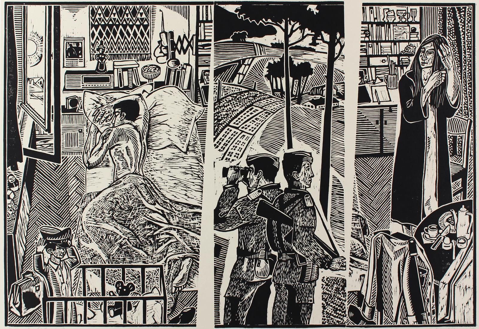 Berger, Roland (1942 Weinböhla near Dresden). The first day of vacation. Woodcut&hellip;