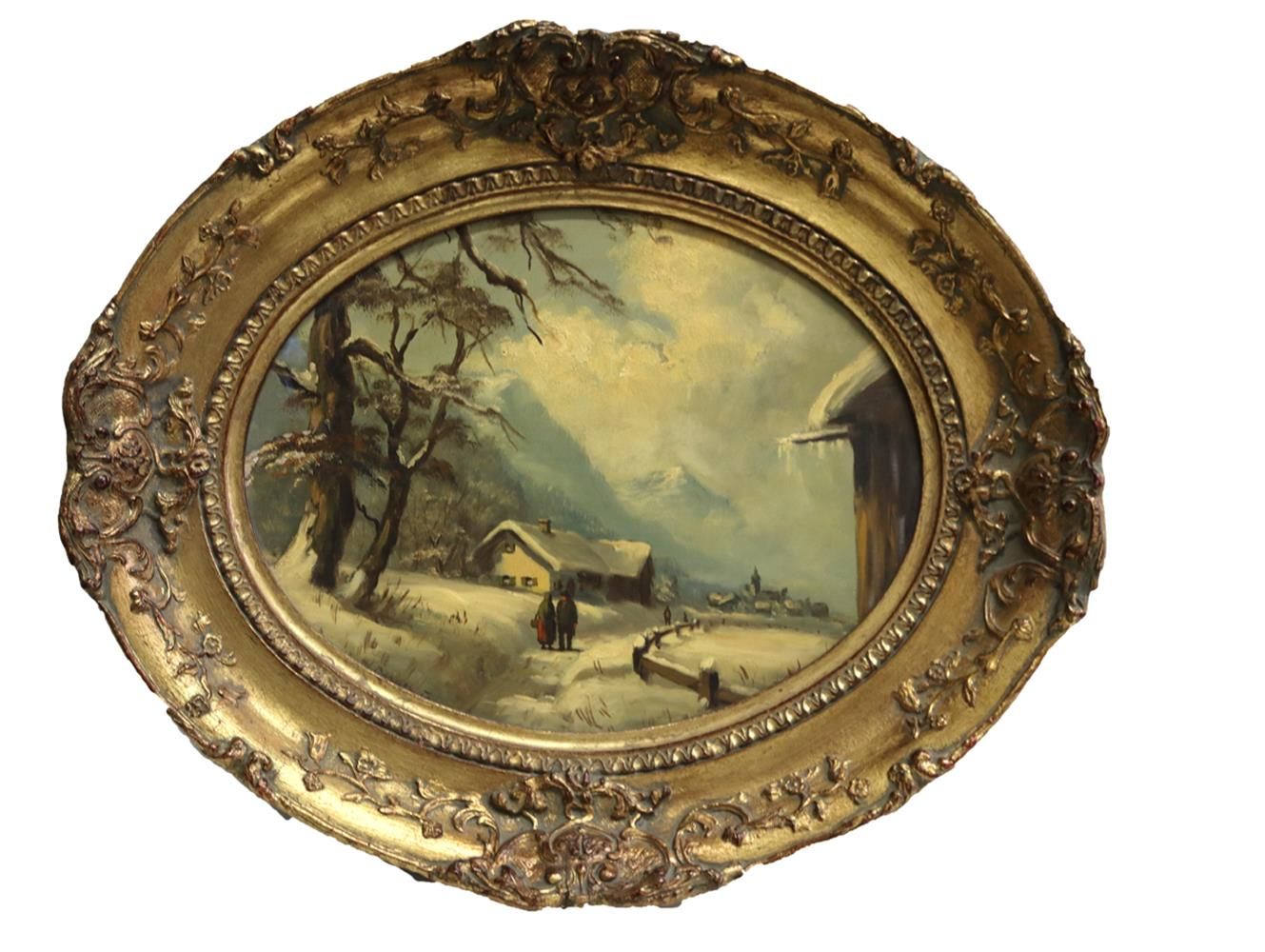 Berger,W. (19th/20th c.). Autumn. - Winter. Depictions in the transverse oval. 2&hellip;