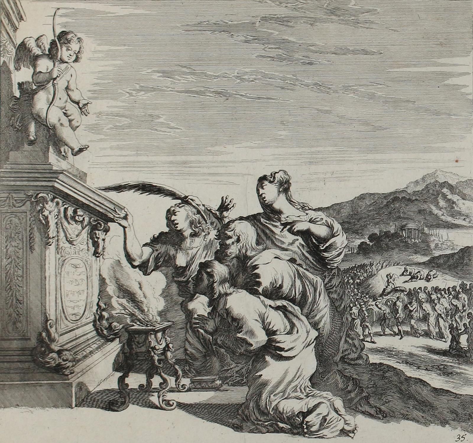 KÜSEL, Melchior (1622年奥格斯堡1683年）。)Bacchante / Cupid的崇拜。2幅铜版画，来自一个有寓意的系列（第28页a.35&hellip;