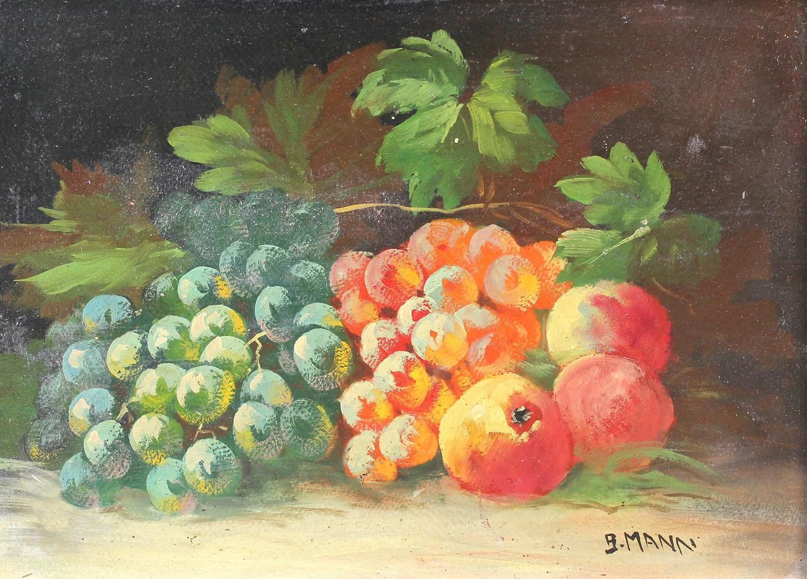 Anonymer Künstler. Still life of fruits. Oil on wood. Approx. 30 x 40 cm. Framed&hellip;