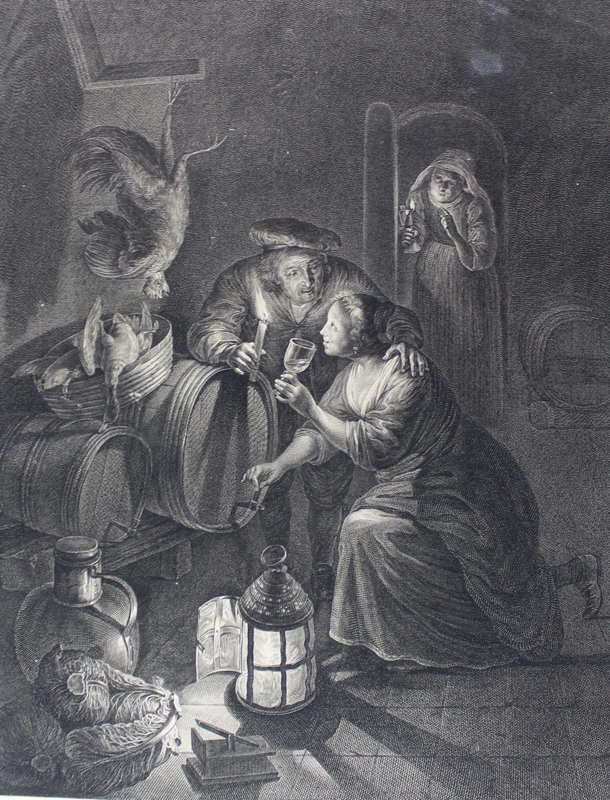 Beauvarlet, Jaques Firmin (1731年阿贝维尔--巴黎1797年)。拉双重惊喜。铜版画。18世纪对开本，约49x35厘米，略有斑痕。图&hellip;