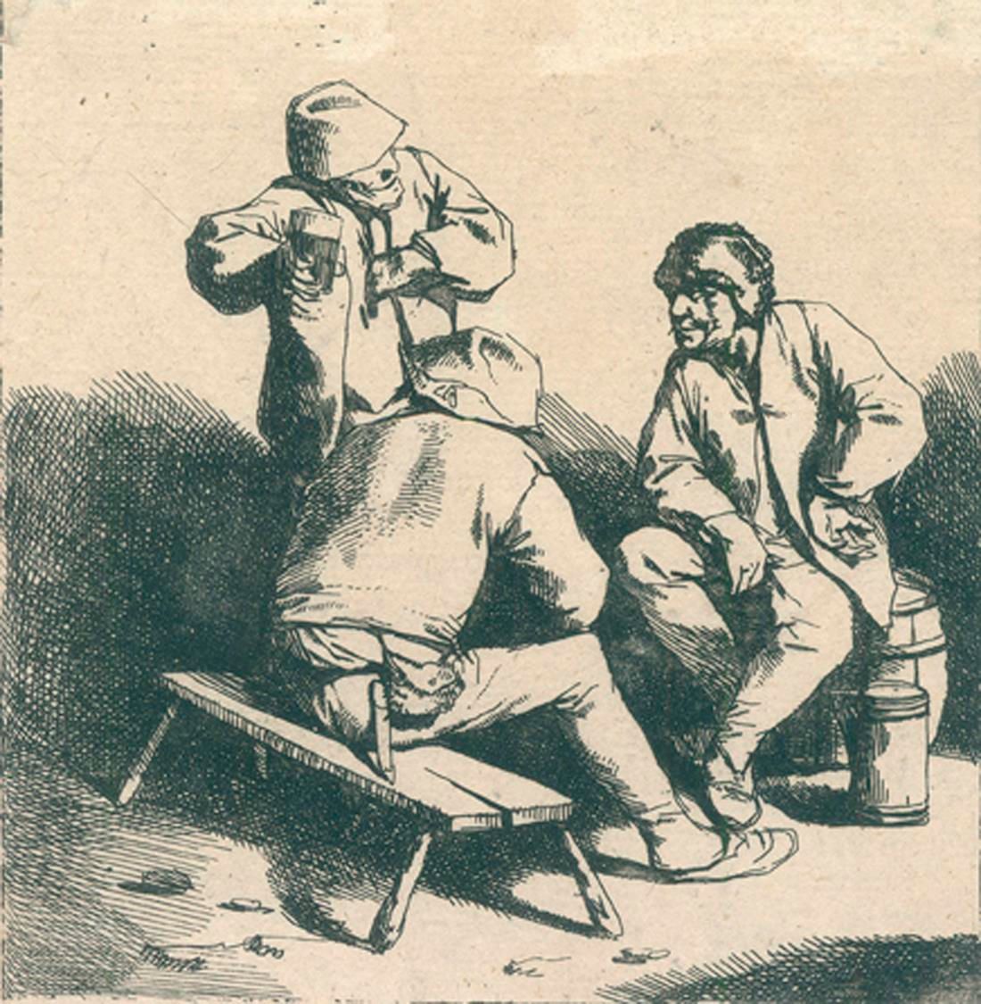 Bega, Cornelis Pietersz (1620 Haarlem 1664). The Three Drinkers. Etching (about &hellip;