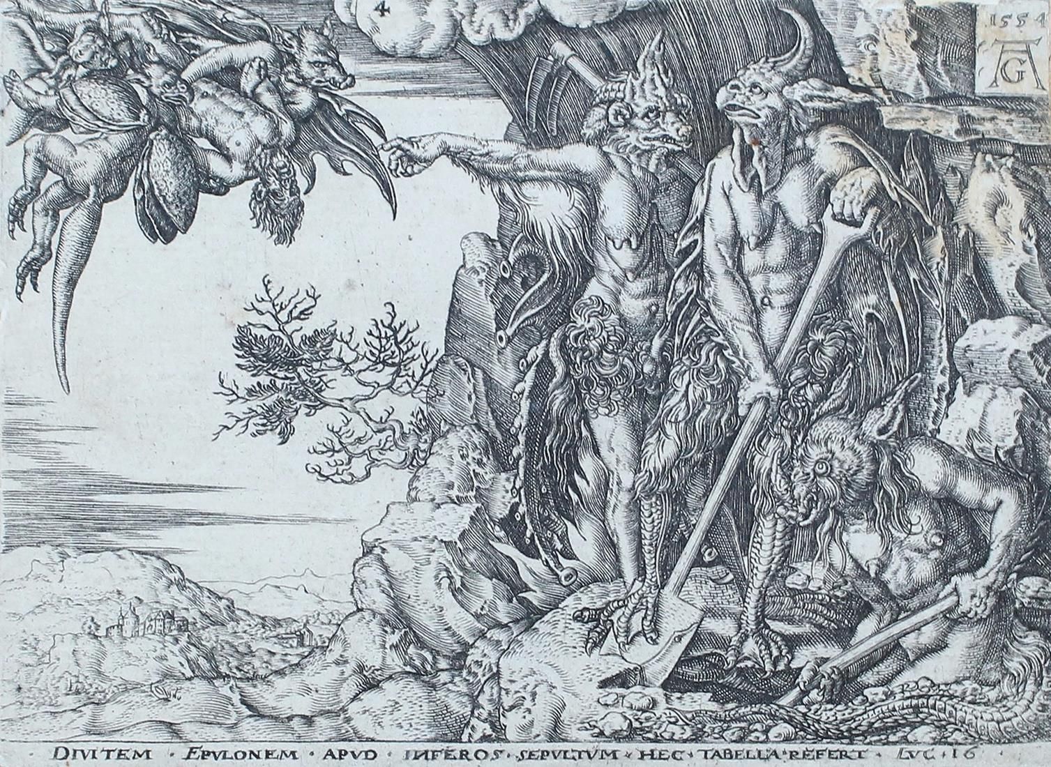 ALDEGREVER, Heinrich (1502年帕德博恩-1555/61年索斯特）。)拉撒路和富人的寓言。 1554年，全套5幅铜版画，手工纸。约8 x &hellip;