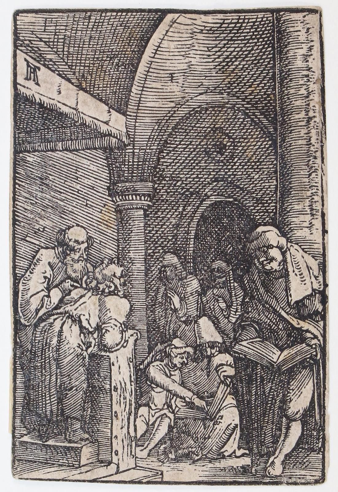 Altdorfer, Albrecht (1480年兰茨胡特-1538年雷根斯堡）。)耶稣在文士中。摘自《人的堕落和人类的救赎》系列。大约在1513年，木刻在精&hellip;