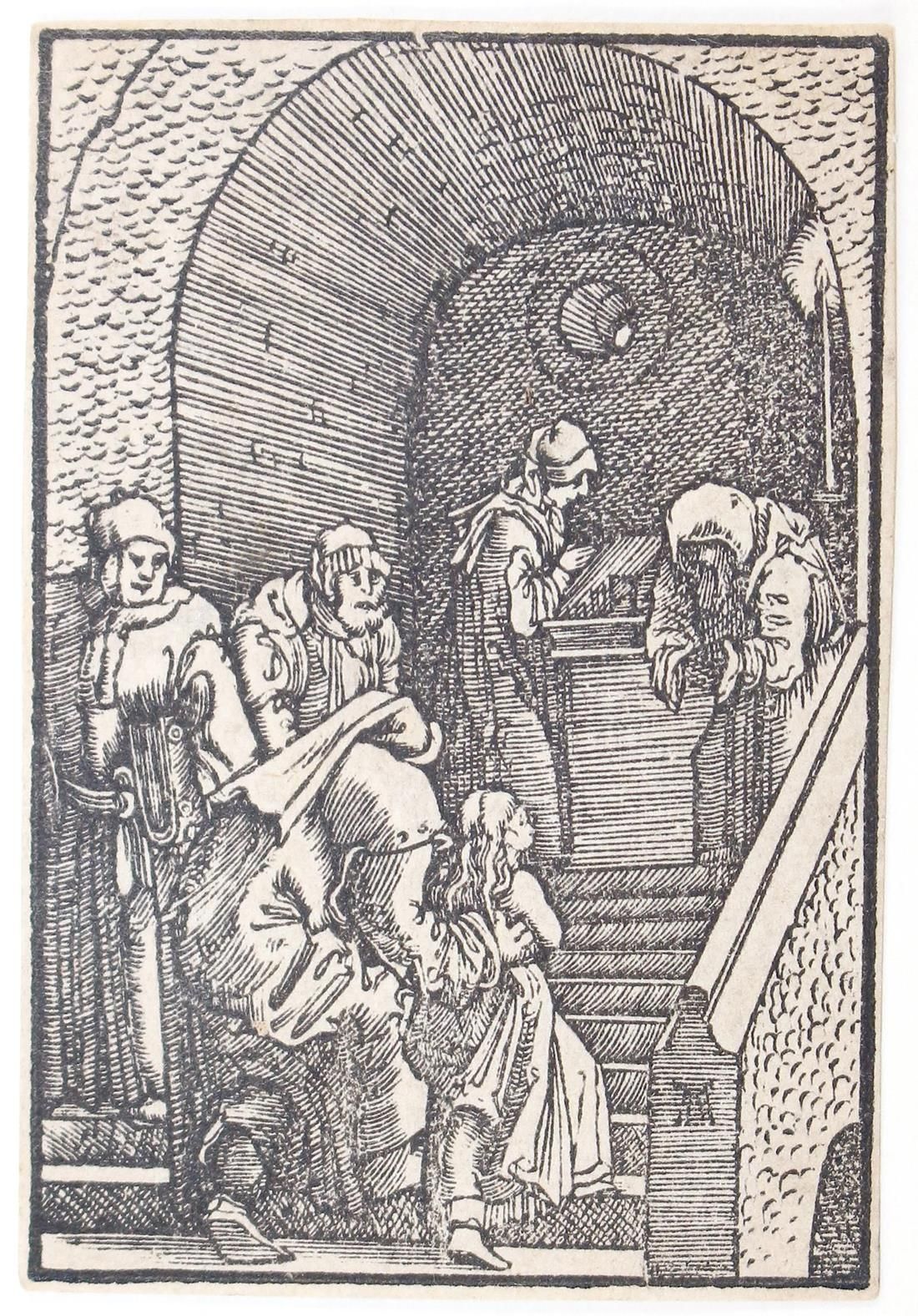 Altdorfer, Albrecht (1480年兰茨胡特-1538年雷根斯堡）。)第一座寺庙的步行者玛丽。摘自《人的堕落和人类的救赎》系列。大约在1513年&hellip;
