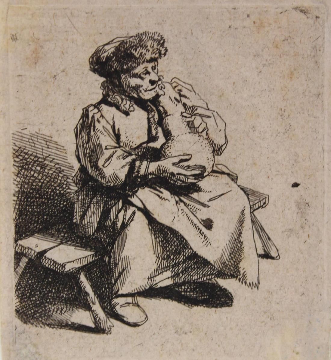 Bega, Cornelis Pieterszoon (1620年哈勒姆1664年）。)坐着的女人与壶。大约在1650年的时候，在精美的纸上进行蚀刻。 6.4 &hellip;