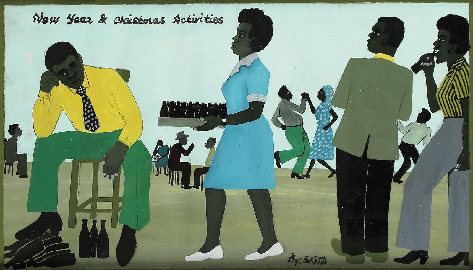 Kappata, Stephan (1936年巴罗兹兰赞比亚-利文斯通2007)。20世纪最著名的非洲艺术家之一的5幅小幅油画，尺寸在20 x 28和23 x &hellip;