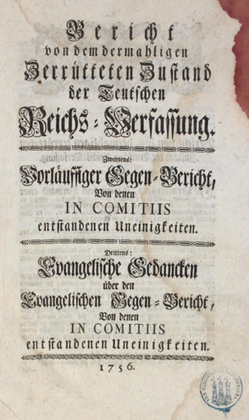 Bericht of the present disrupted state of the German Imperial Constitution. Seco&hellip;