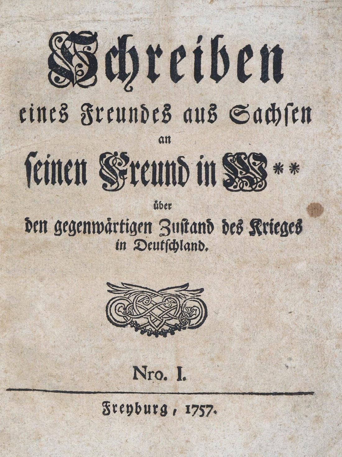 Siebenjähriger Krieg. Collection of anonymous 11 small and pamphlets, 1757-58. C&hellip;