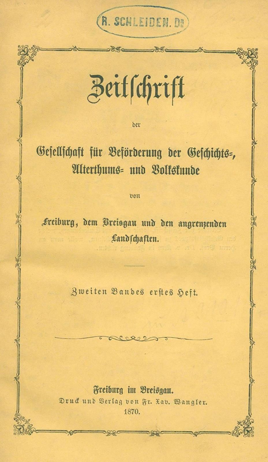 Schriften de la Sociedad para el Fomento de los Estudios Históricos de Friburgo &hellip;