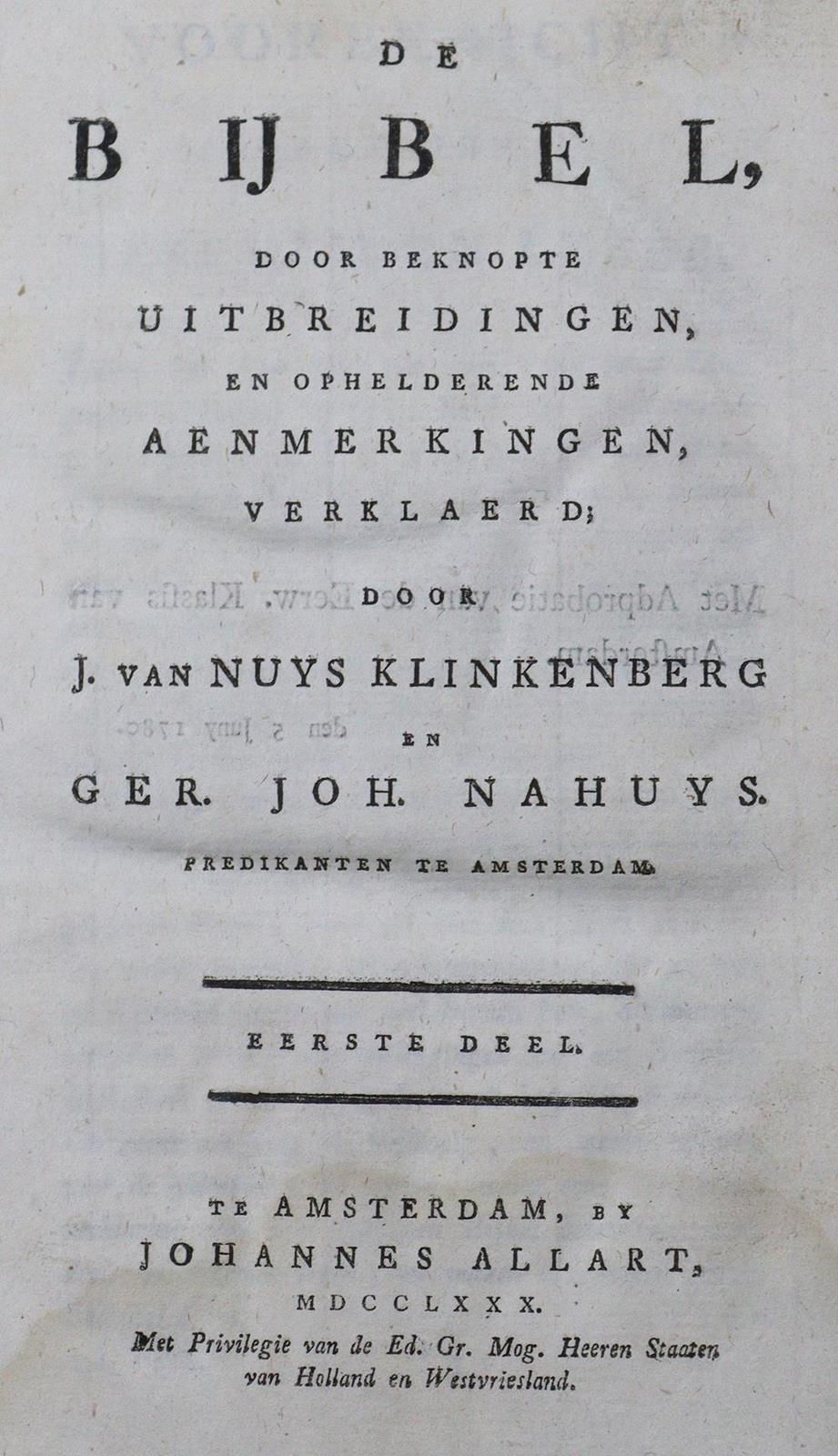 Nuys Klinkenberg,J.V. U. G.J.Nahuys. De bijbel, porta beknopte uitbreidingen en &hellip;