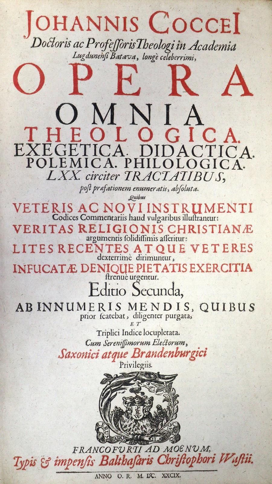 Coccejus,J. Opera omnia theologica, exegetica, didattica, polemica, filologica. &hellip;