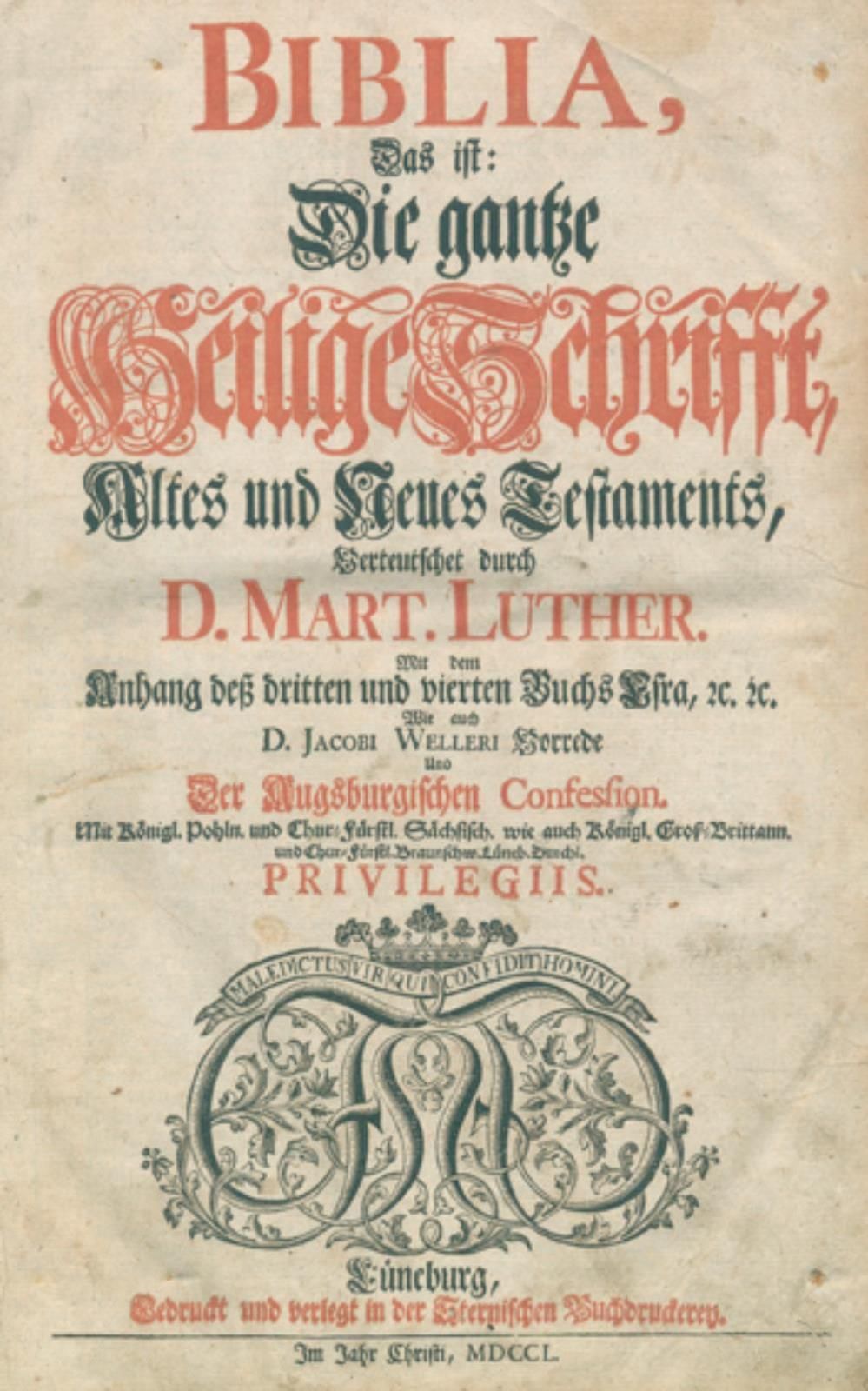 Biblia germanica. 圣经》，即《旧约》和《新约》全书，由D.S.A.翻译。马特。路德...1卷中的3部分。Lüneburg, Stern 175&hellip;