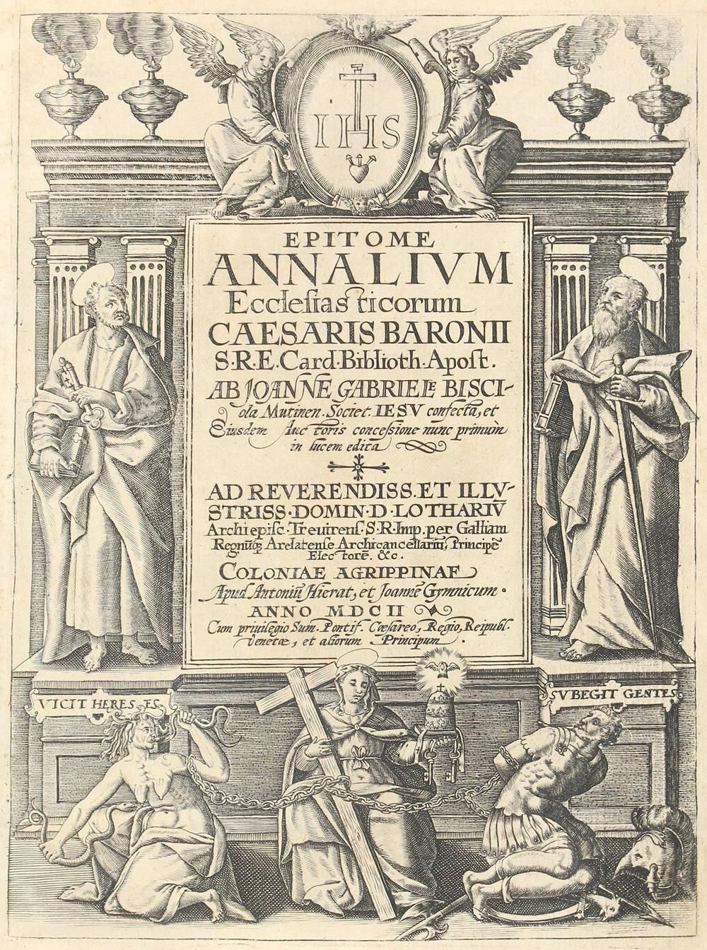 Bisciola,J.G. Epitome Annalium ecclesiasticorum Caesaris Baronii. Köln, Hierat u&hellip;
