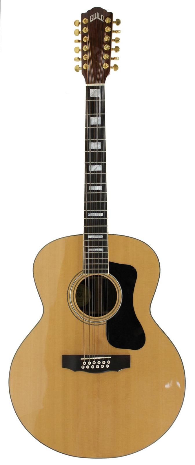 Akustikgitarre Guild "F-1512NAT "型号，中国，序列号：GAD-54054，黑/棕色，琴颈上有珍珠母镶嵌，长：约112厘米，吉他盒&hellip;