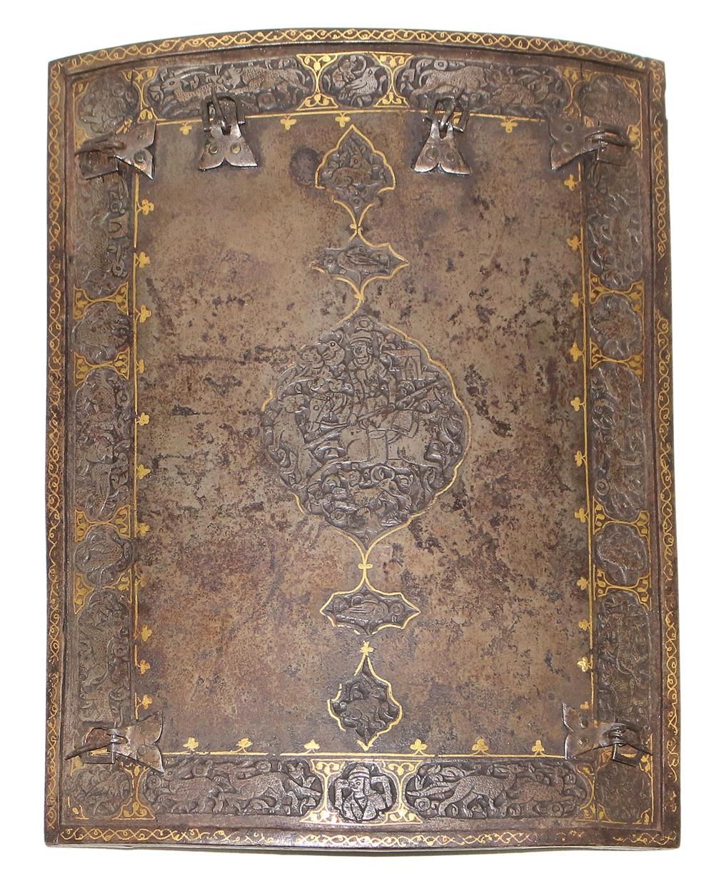 Brustplatte Indopersisch XVIII/19° secolo, pettorale in ferro ad arco con scena &hellip;