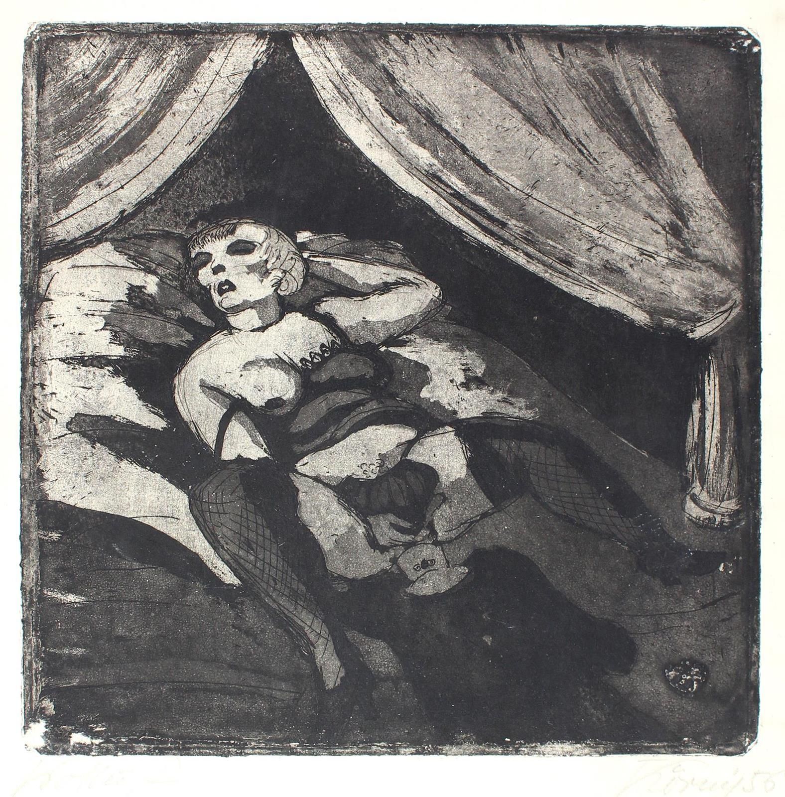 Körnig, Hans (1905 Flöha/Sa. - Dresden 1989)。妖艳。水印蚀刻版画，1956年，约32 x 32厘米，有宽边距。 底部&hellip;