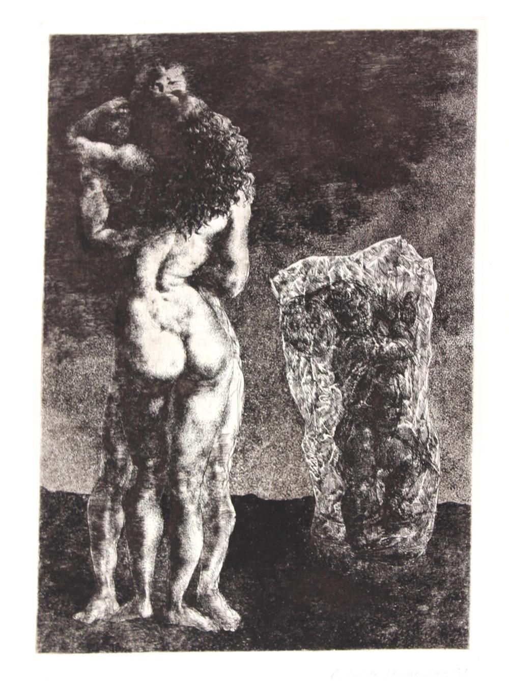 Müller-Jontschewa, Alexandra (1948 Sofia). Lovers. Etching 1980. Plgr. 31,5 x 22&hellip;