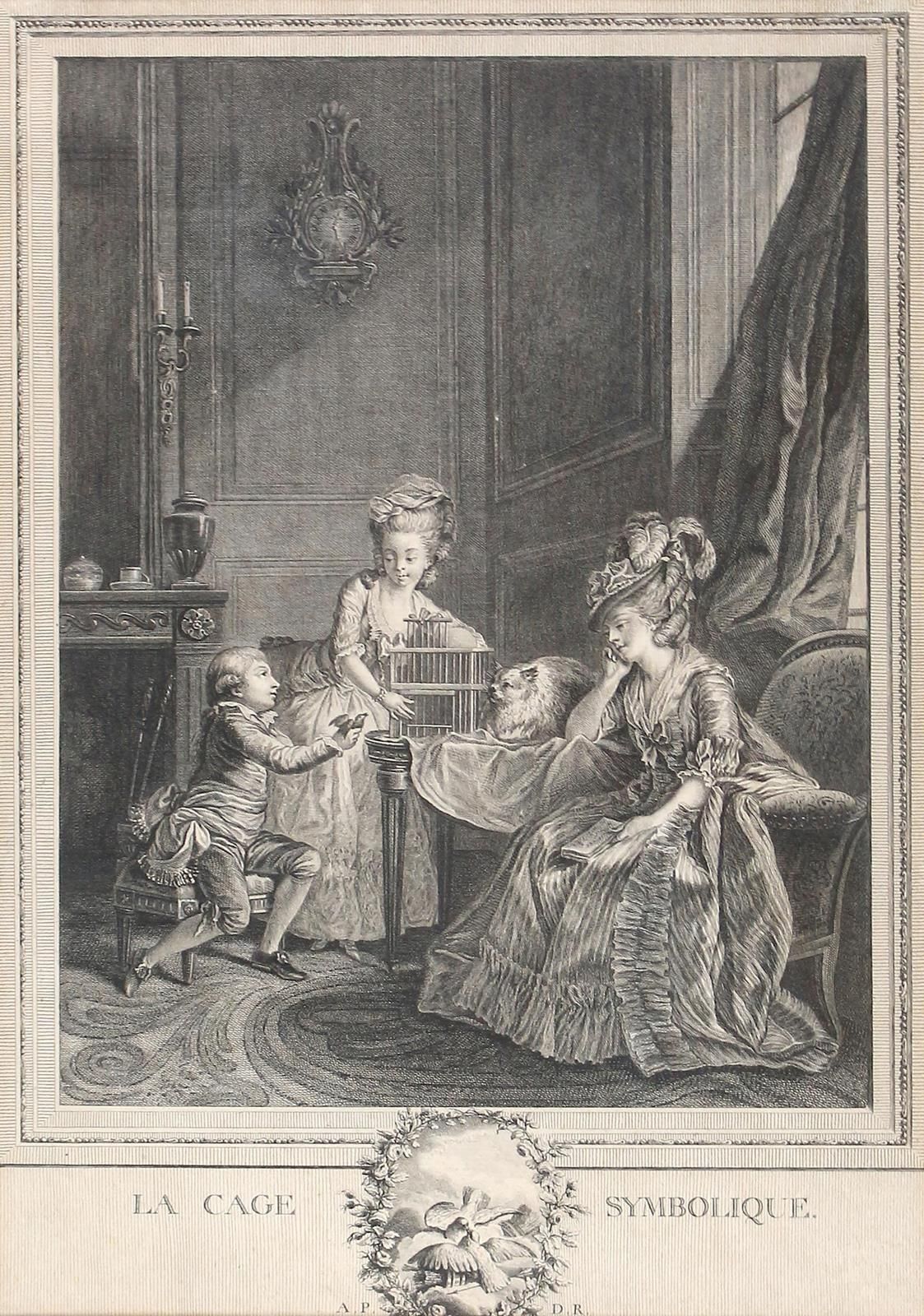 Fessard, Claude (Mathieu) (1740 París 1803) La jaula simbólica. Grabado. C. Fess&hellip;