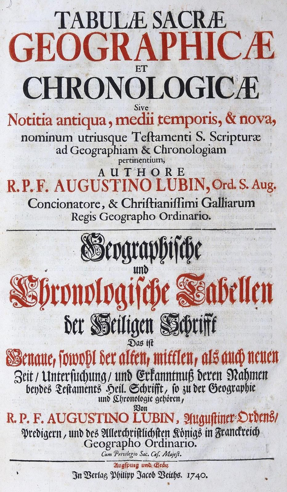 Lubin,A. Tablas geográficas y cronológicas de las Sagradas Escrituras. Augsburgo&hellip;