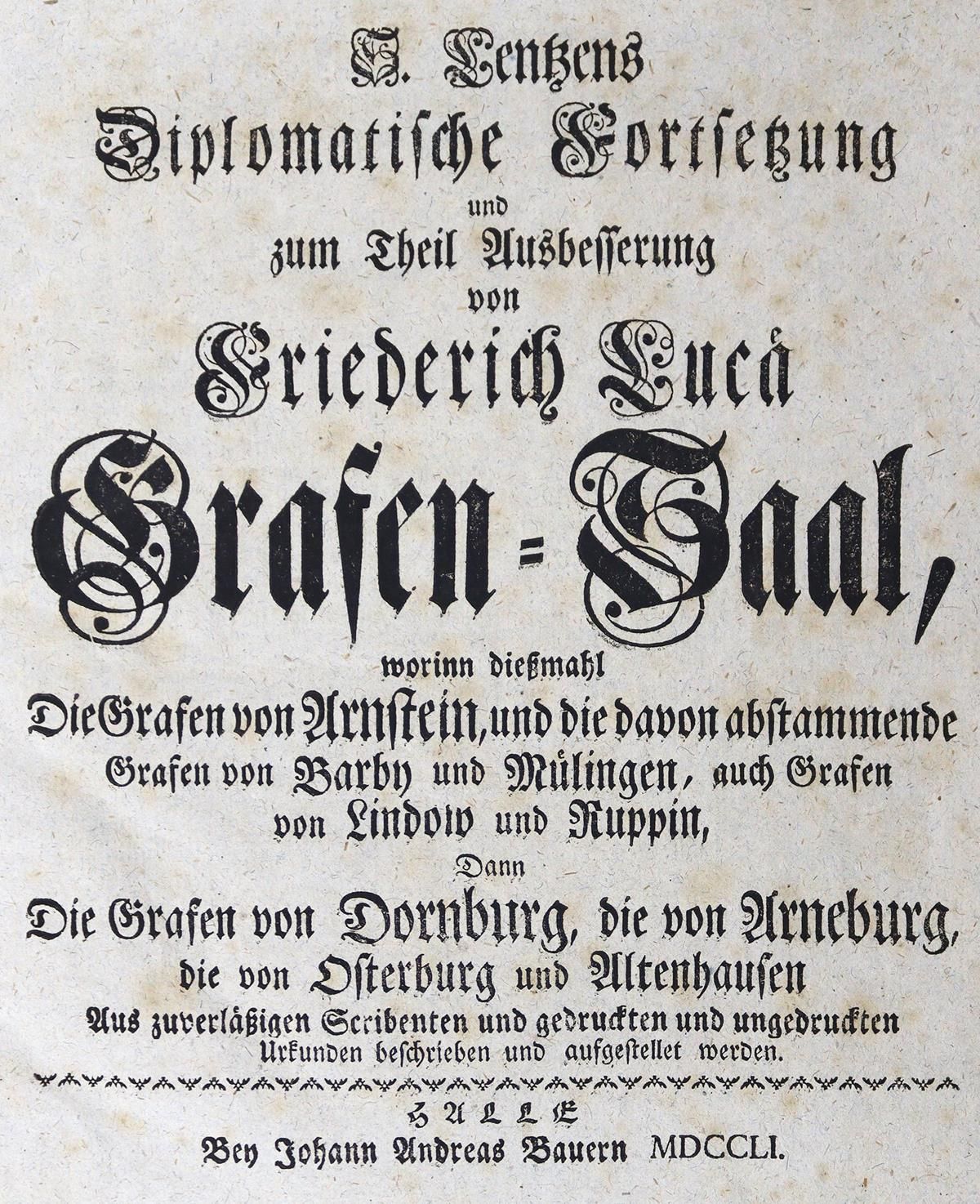 Lentz,S. Suite diplomatique et en partie réparation de Friedrich Lucä Grafen-Saa&hellip;