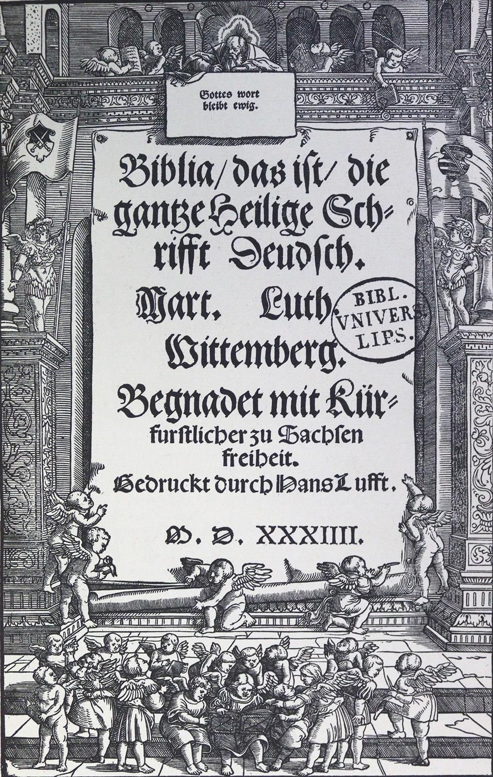 Biblia, c'est toute la Sainte Écriture. En allemand. Mart. Imprimé par Hans Luff&hellip;