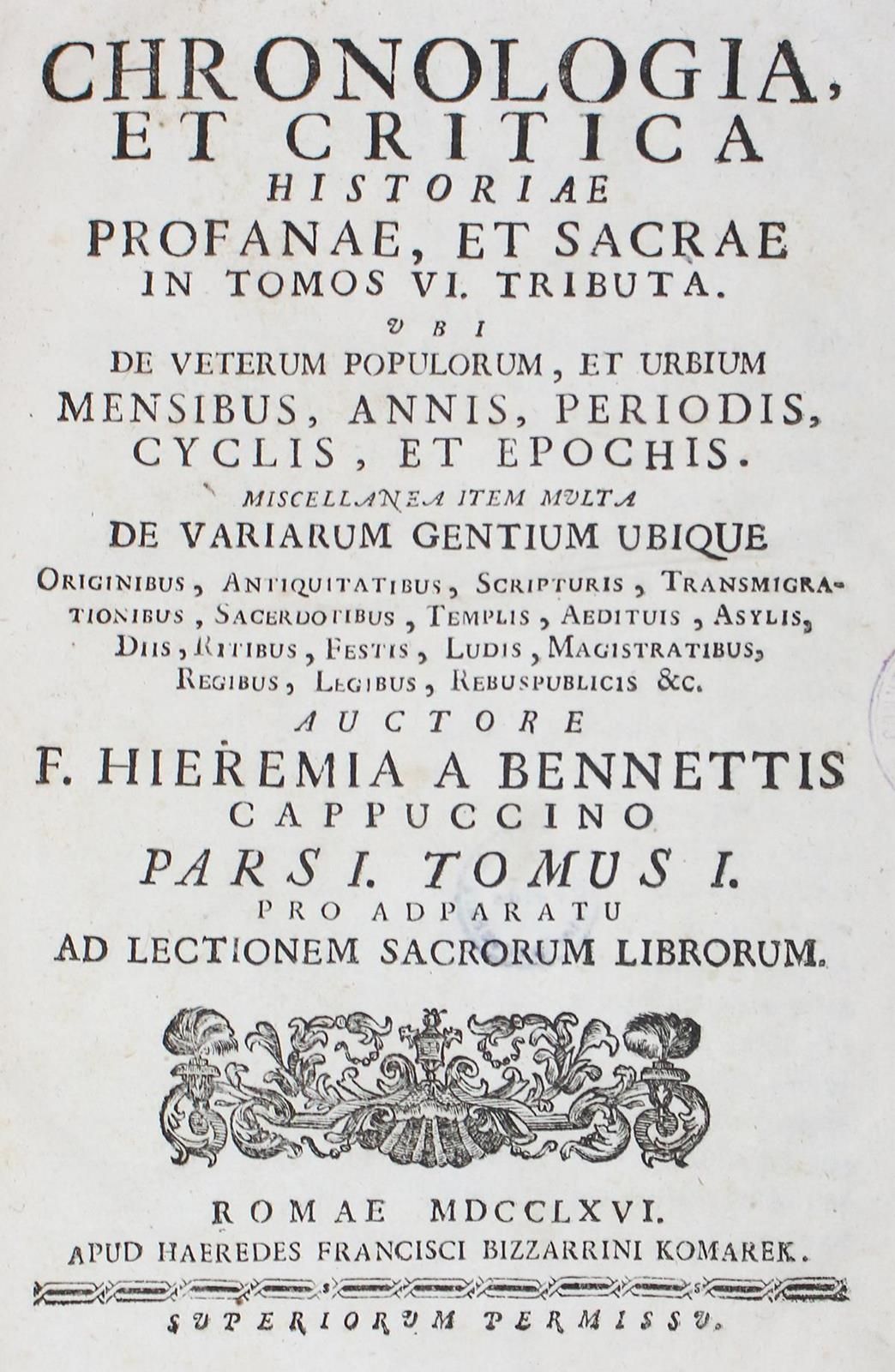 Beinette,G.Da. Chronologia, et critica, historiae profanae, et sacrae in tomos V&hellip;