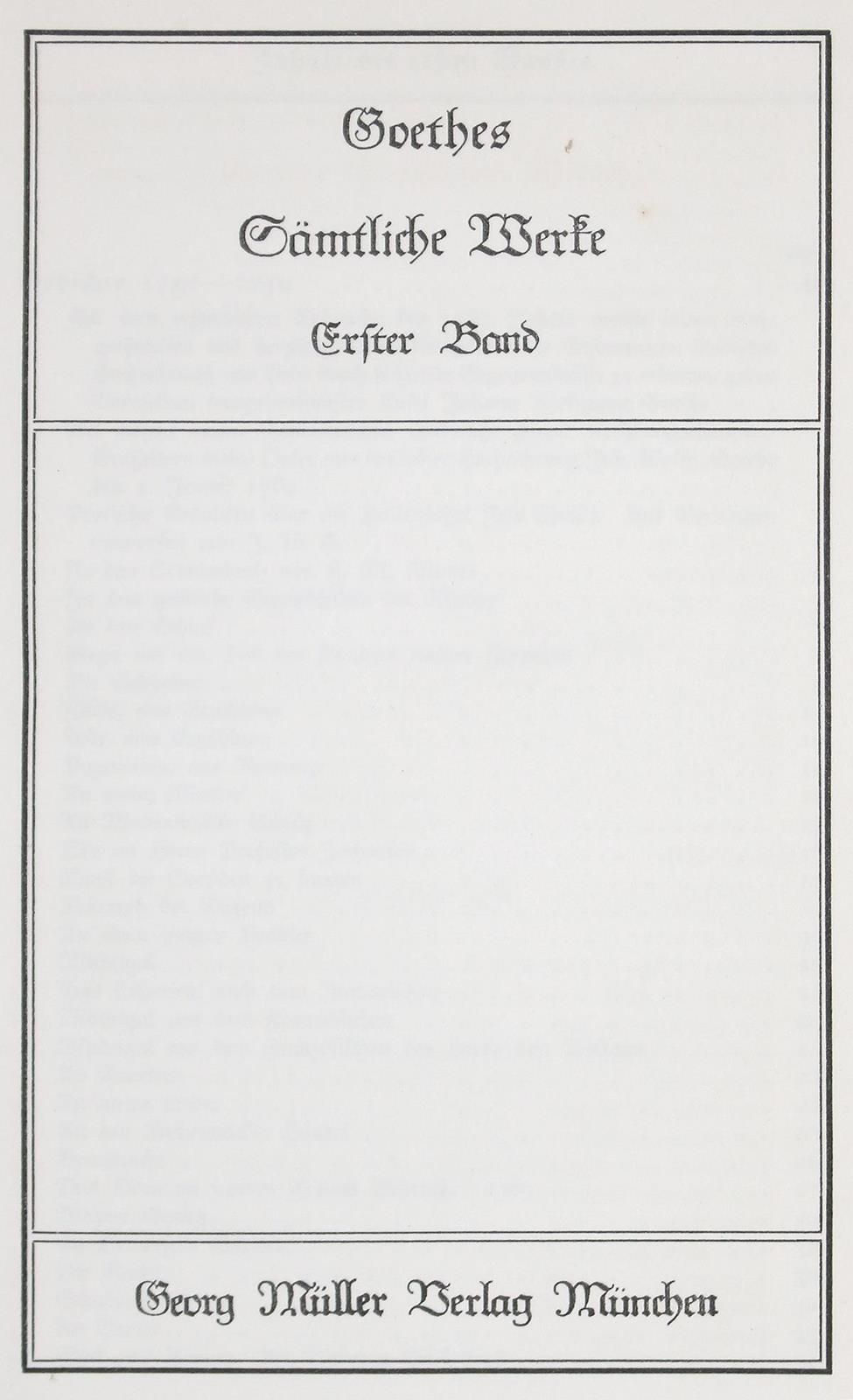 Goethe,(J.W.V.). 
Sämtliche Werke. Propyläen-Ausgabe. Bde. 1-29 u. 45. Mchn., G.&hellip;