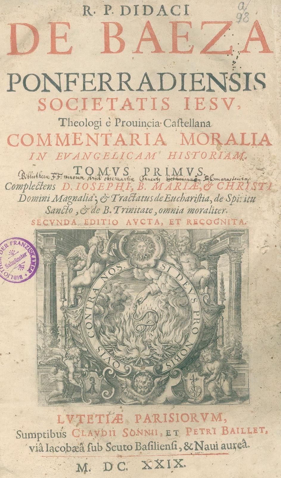 Baeza,D.D. Commentaria moralia in evangelicam historiam. 3 vol. In 1 vol. Parigi&hellip;