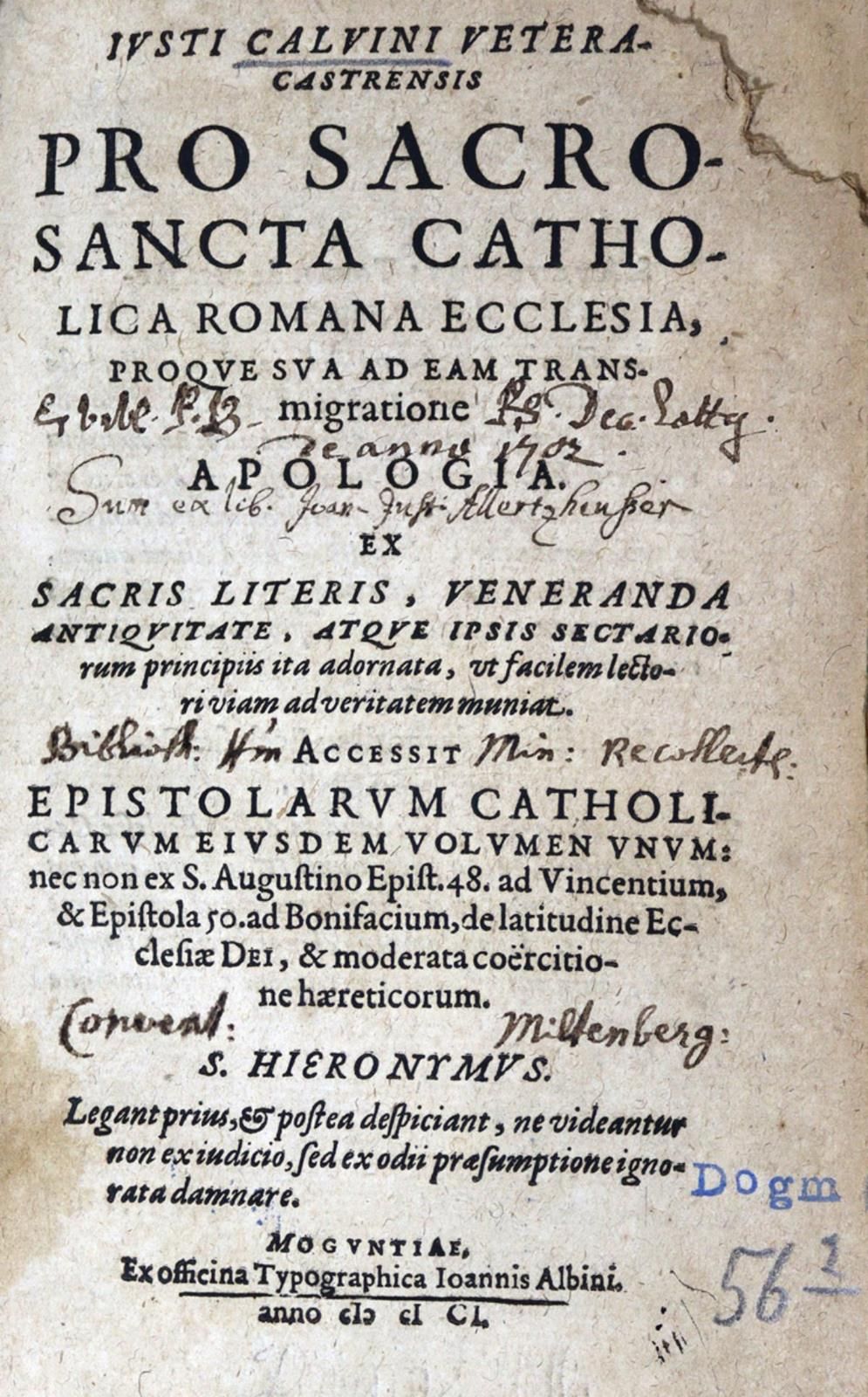 Calvinus (Baronius),J. (d.I. J.Kahl). Veteracastrensis Pro Sacrosancta Catholica&hellip;