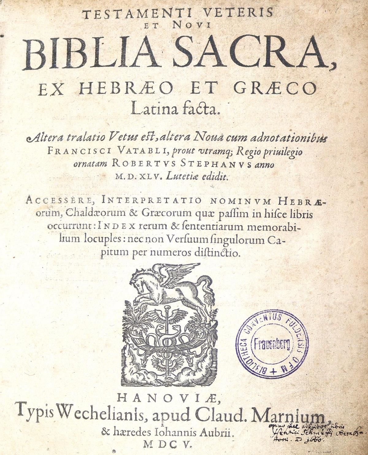 BIBLIA LATINA. Testamenti Veteris et Novi. Biblia sacra, ex Hebraeo et Graeco La&hellip;