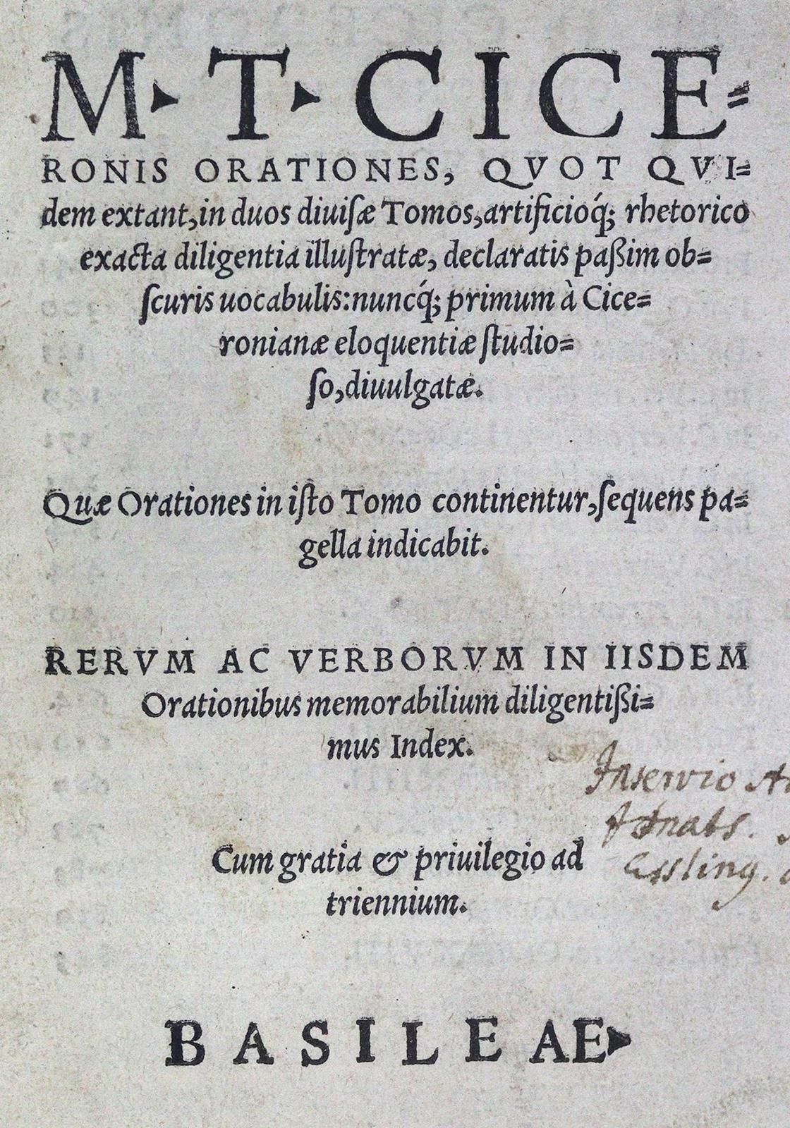 Cicero,M.T. Orationes, quot quidem extant, in duos divisae tomos,... Vol. 1 (di &hellip;