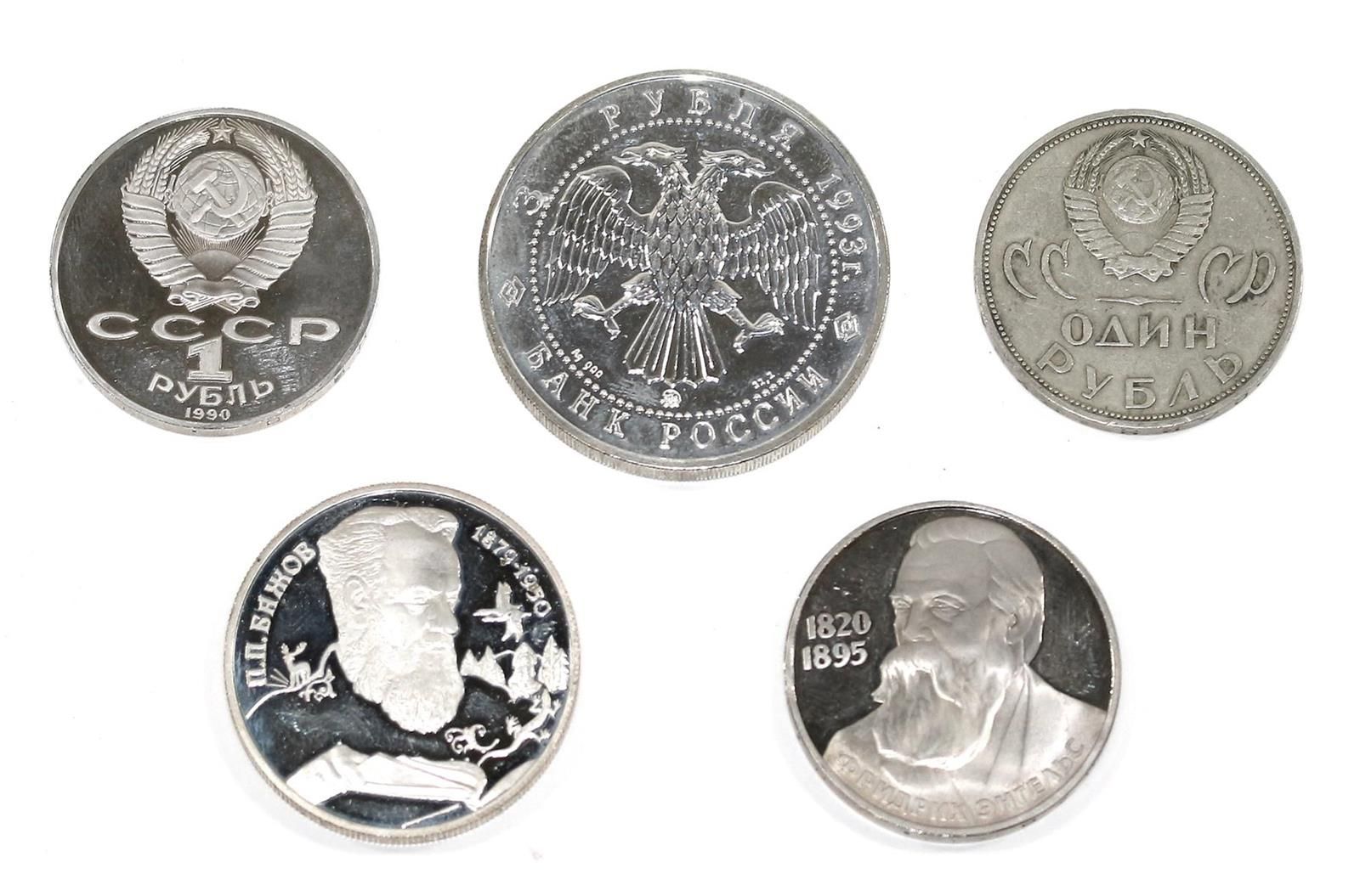 Russland Münzsammlung über 60 Münzen, Kursmünzen, Sammelmünzen u.M. Dabei u.A. 4&hellip;