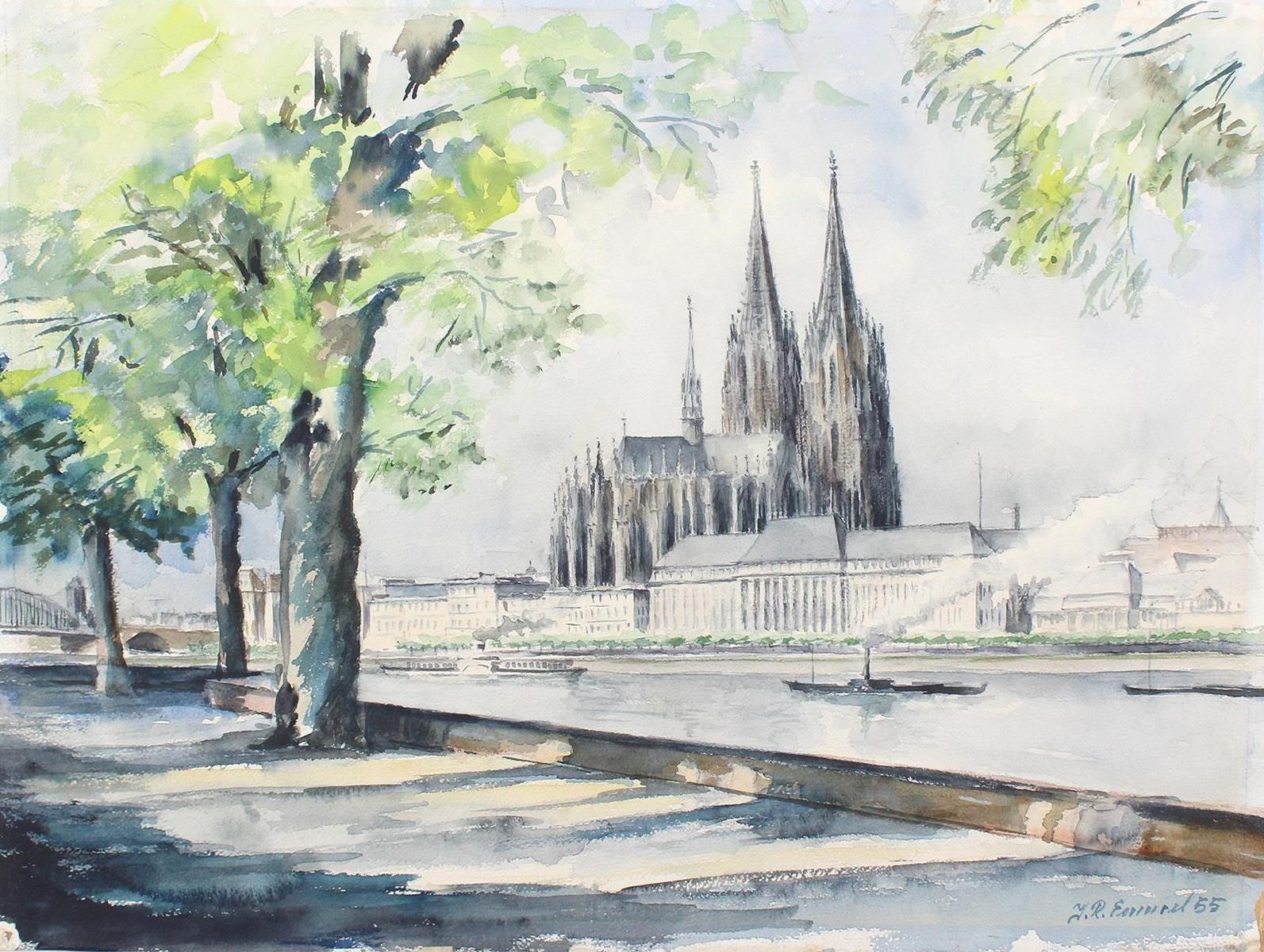 Köln. Vista della Cattedrale di Colonia dalla riva destra del Reno, ai margini d&hellip;