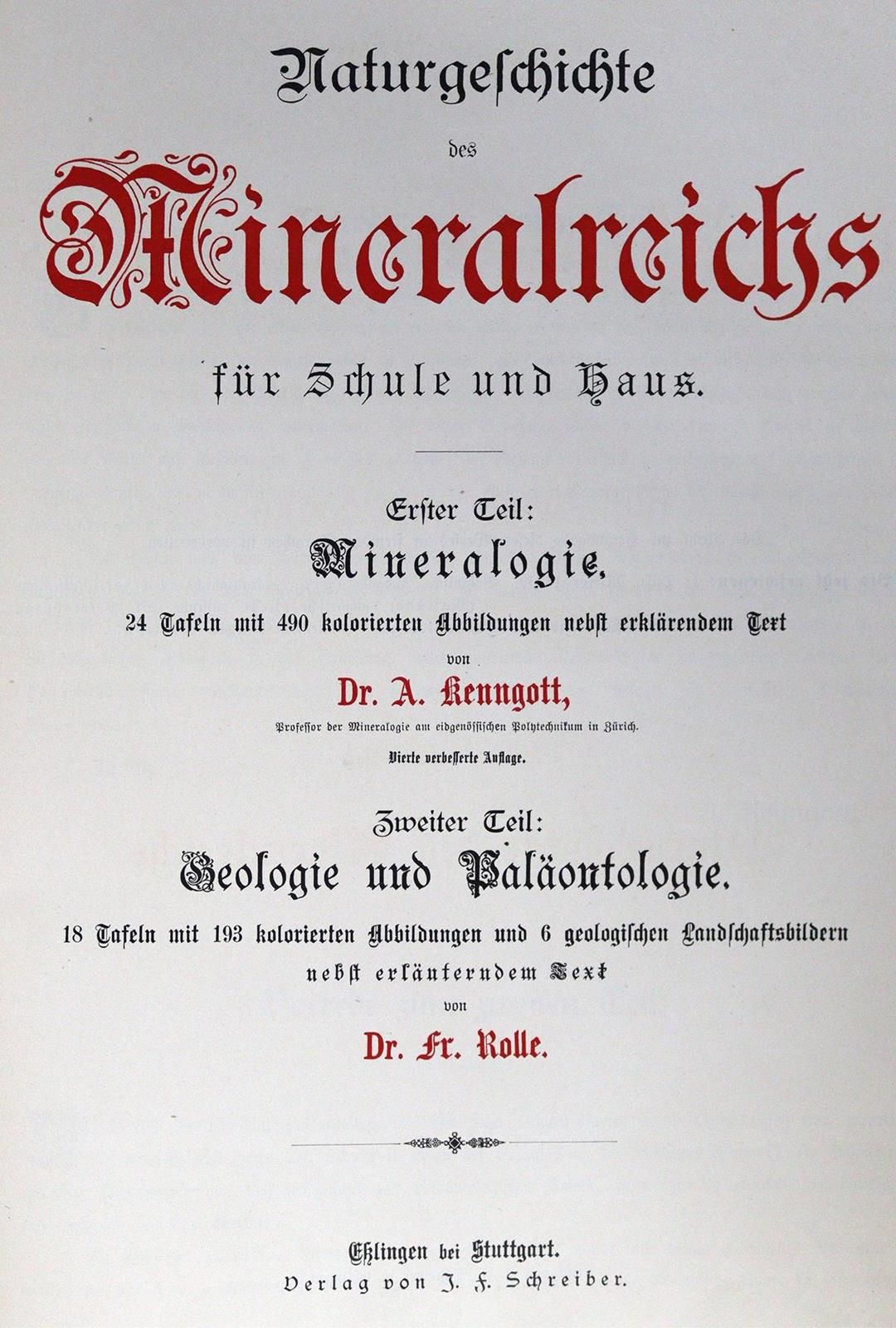 Schubert,G.H.V. Histoire naturelle. 4 vol. De la série. Esslingen, Schreiber 188&hellip;