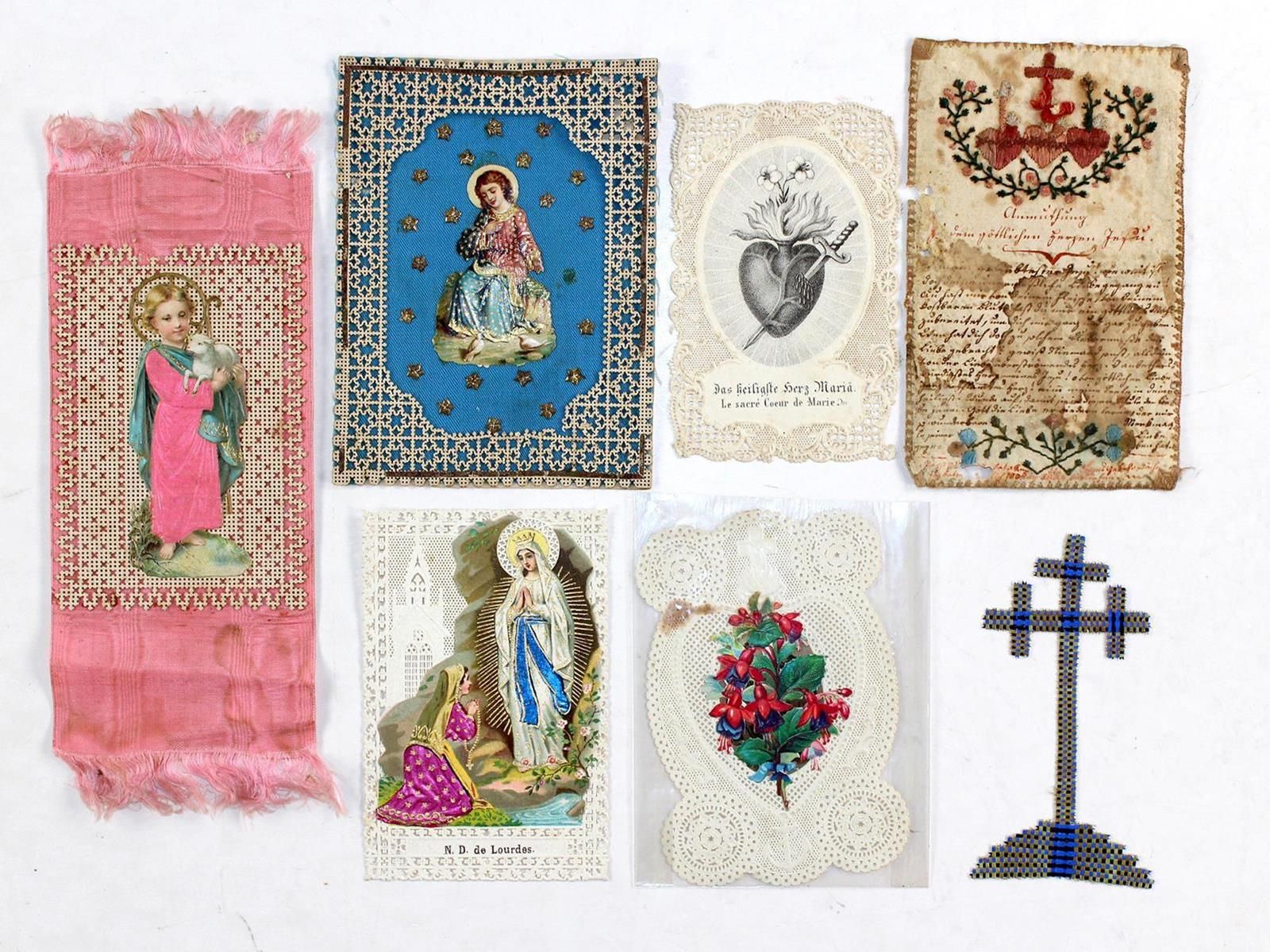 Sammlung de plus de 100 images en partie colorées. Images de saints, de pèlerina&hellip;