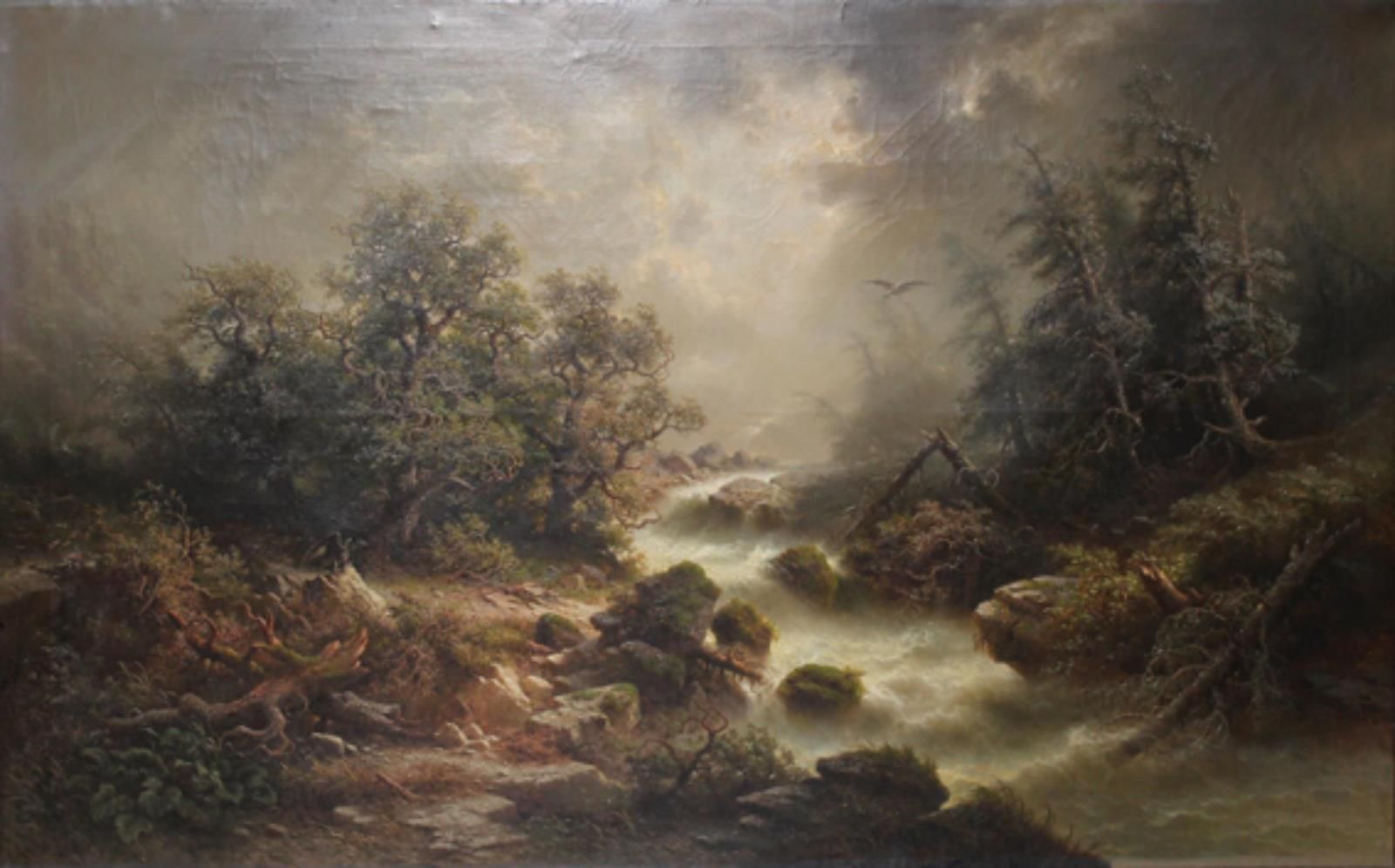 Rieger, Albert (1834 Trieste - Vienne 1905). Torrent déchaîné lors d'une tempête&hellip;