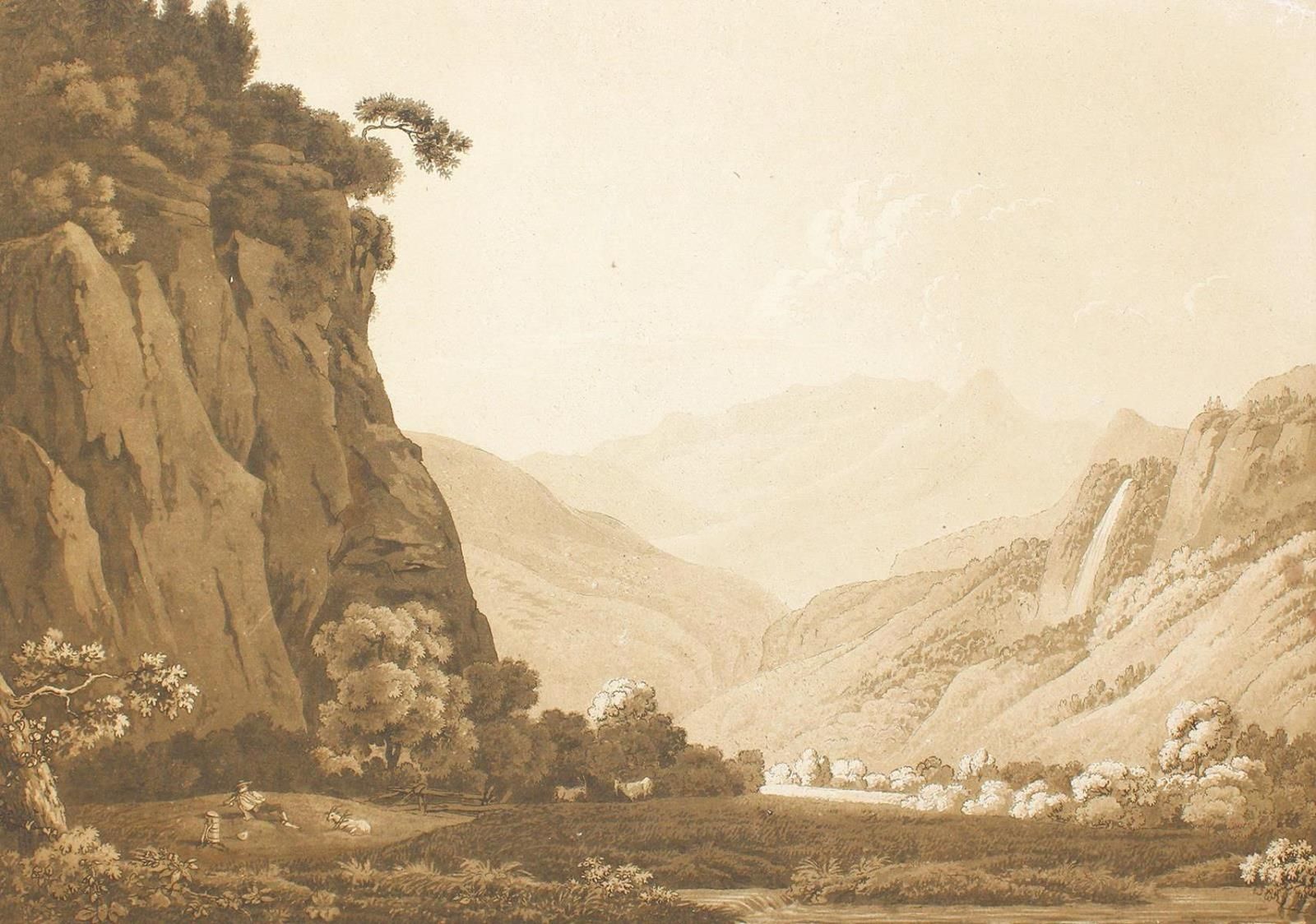 Reinermann, Friedrich Christian (1764年韦茨拉尔-1835年法恩克福特)，归属。从格里姆塞尔山口下来。水印蚀刻画。约20 x&hellip;