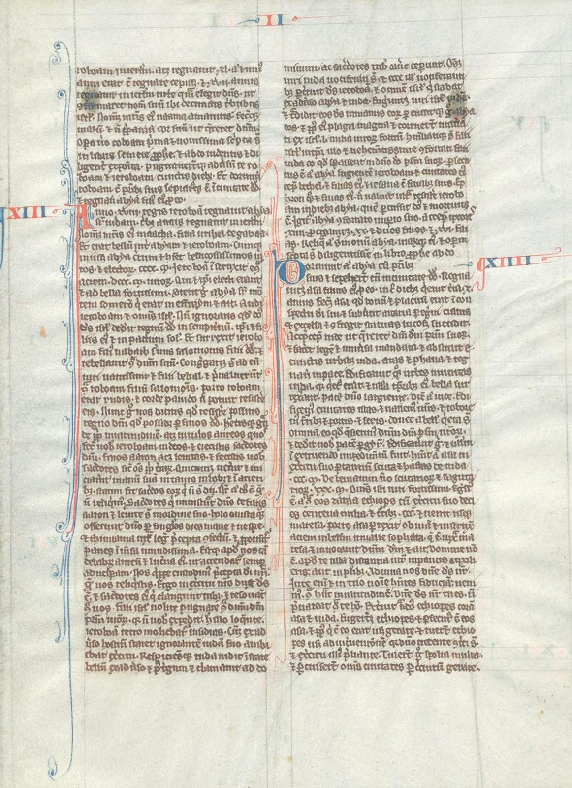 Perlbibel. Ambas hojas inscritas de una Biblia latina sobre fina piel de cordero&hellip;