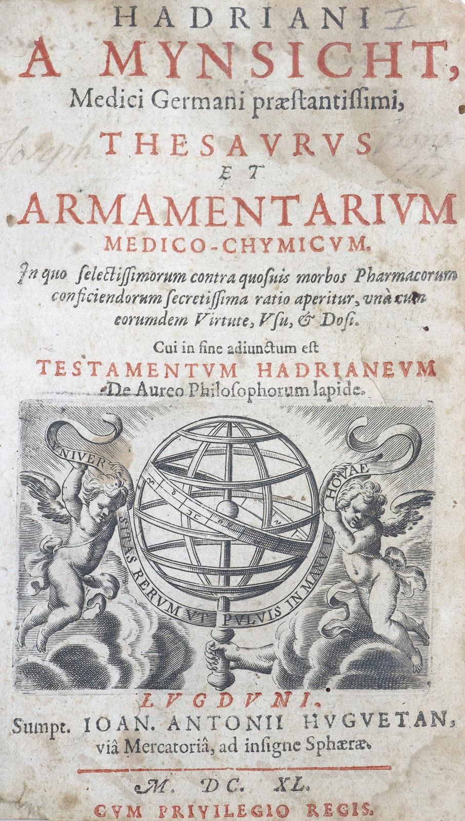 Mynsicht,A.V. (d.I. A.Seumenicht). Thesaurus et armamentarium medico-chymicum...&hellip;
